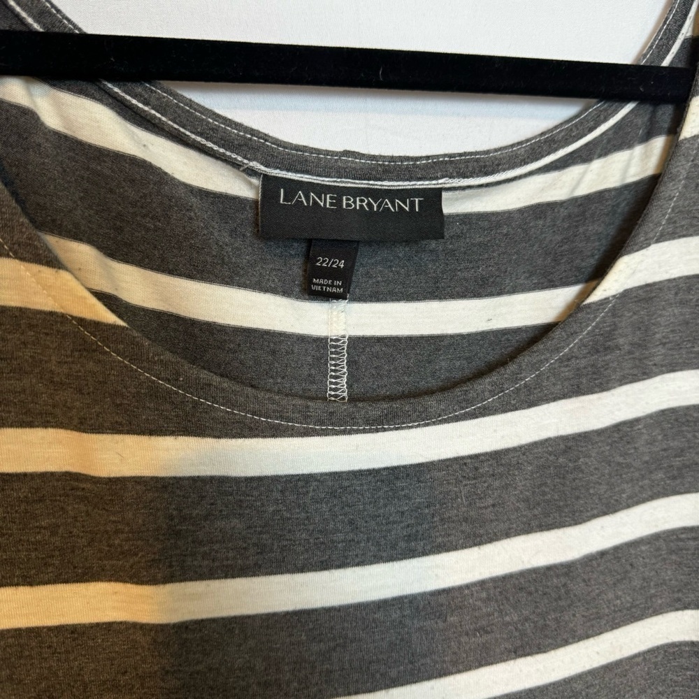 Lane Bryant Plus Size A-Line Grey/White Striped Dress Size 22/24 - Picture 2 of 8